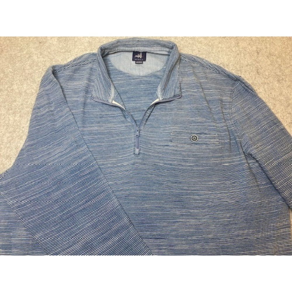 Johnnie-O‎ Mens XLarge Blue Striped 1/4 Zip Pullover Long Sleeve Shirt